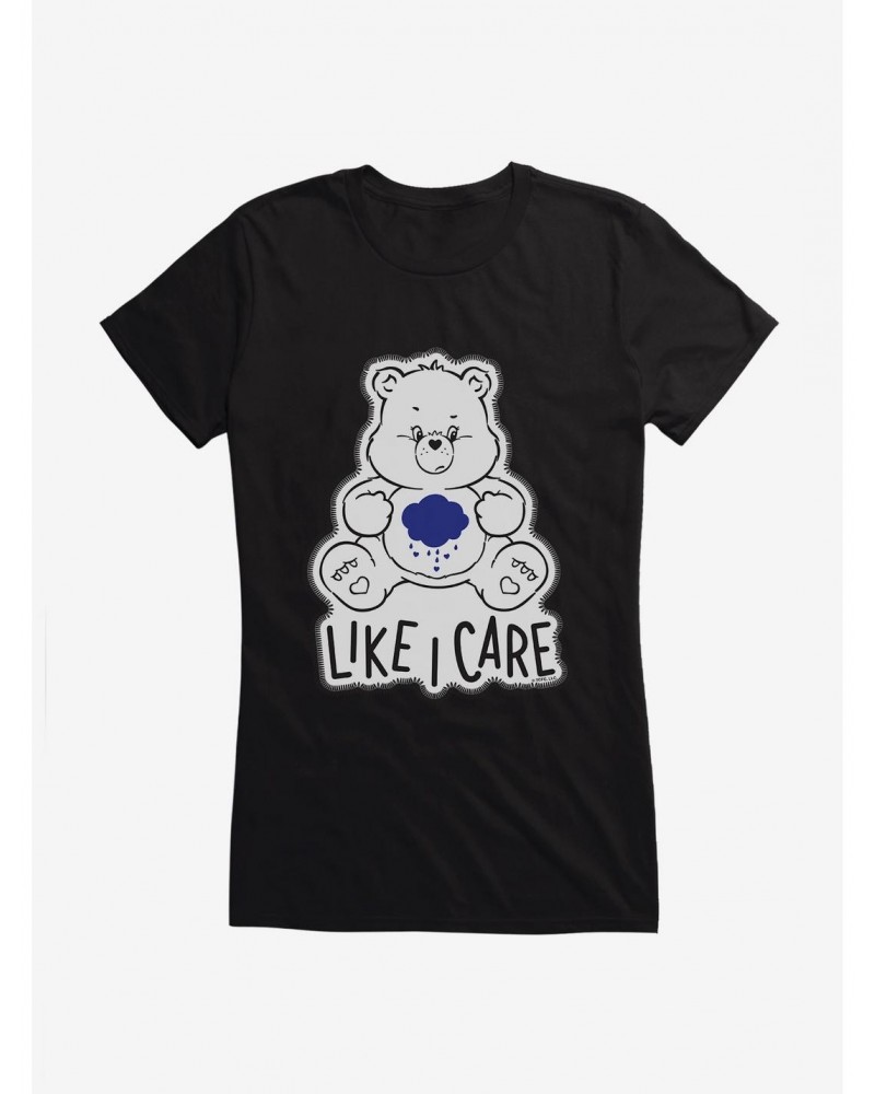 Care Bears Grumpy Bear Grayscale Like I Care Girls T-Shirt $14.94 T-Shirts