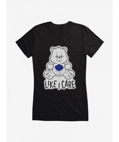 Care Bears Grumpy Bear Grayscale Like I Care Girls T-Shirt $14.94 T-Shirts