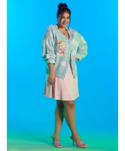 Care Bears Cloud Chunky Knit Skimmer Girls Cardigan Plus Size $42.19 Cardigans