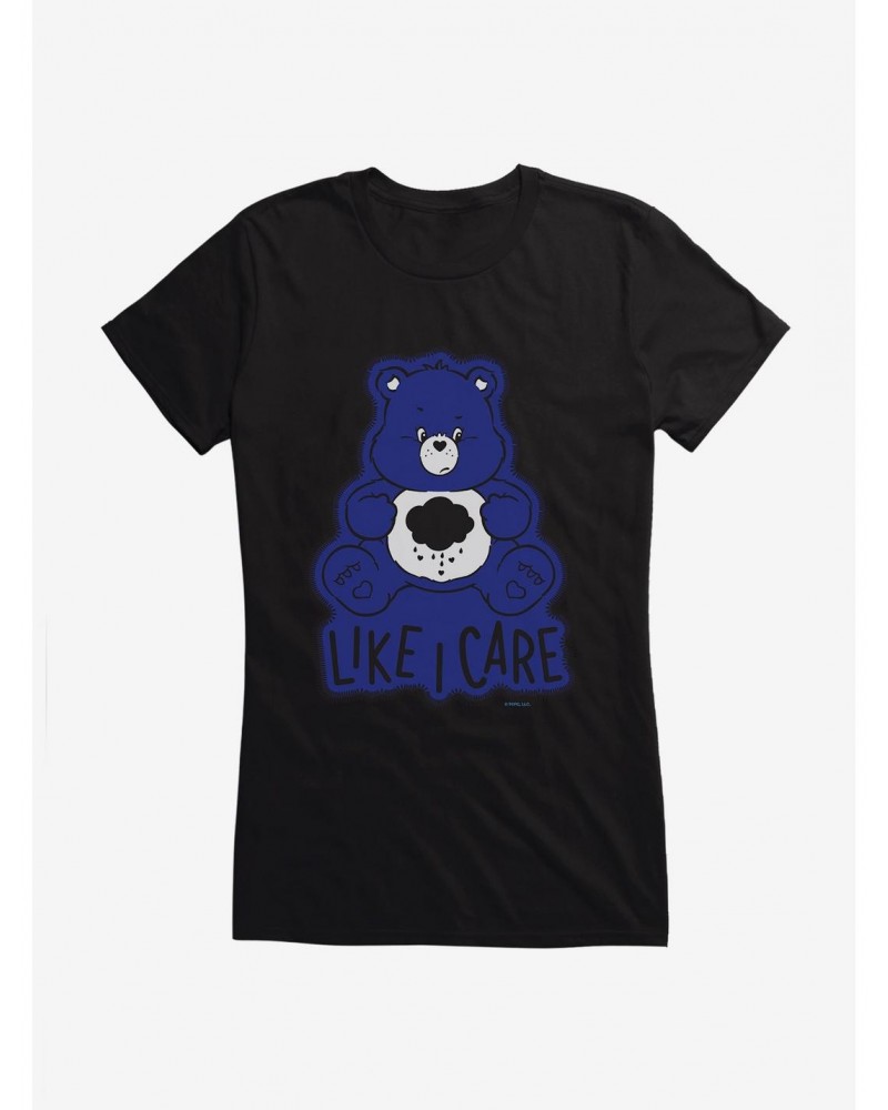 Care Bears Grumpy Bear In Blue Like I Care Girls T-Shirt $15.94 T-Shirts