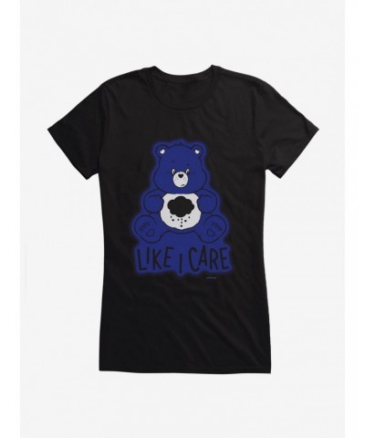 Care Bears Grumpy Bear In Blue Like I Care Girls T-Shirt $15.94 T-Shirts