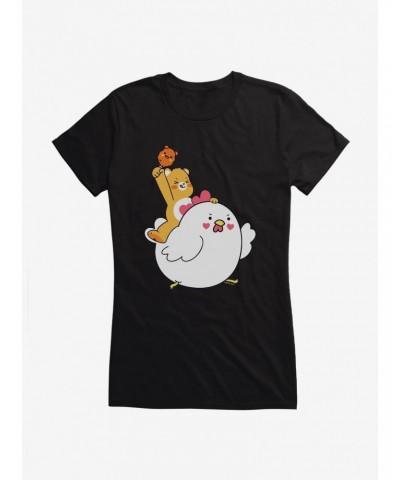 Care Bears Tenderheart Bear Chicken Ride Girls T-Shirt $15.44 T-Shirts